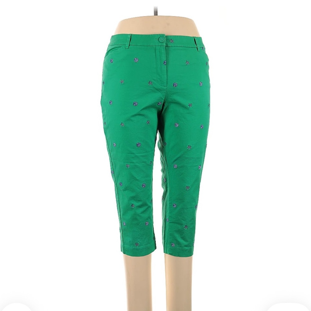 Talbots Kelly Green Capri pants with sea shell design